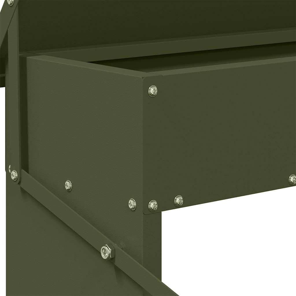 Mangiatore a Pedale per Pollo Verde Oliva 48,5 x 39,5 x 19 cm