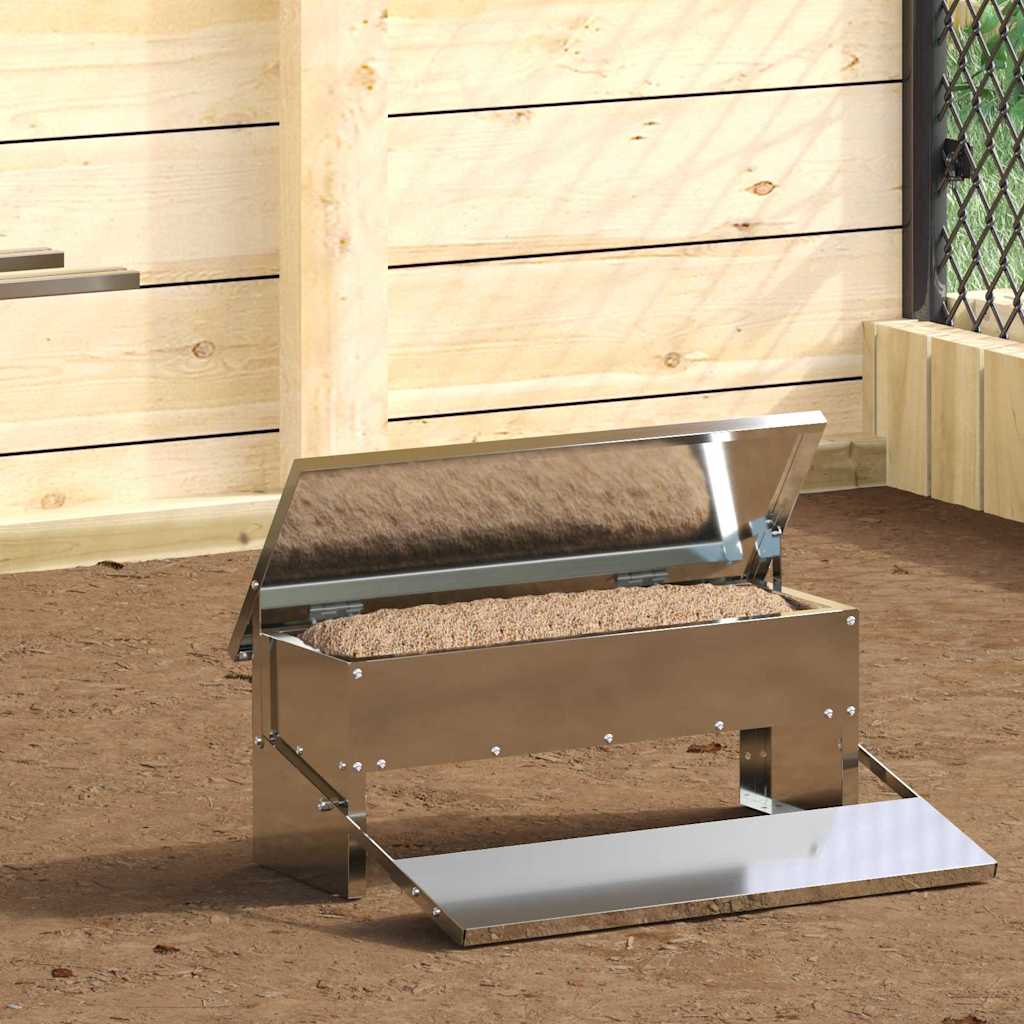 Mangiatore a Pedale per Pollo Argento 48,5 x 39,5 x 19 cm 5 kg