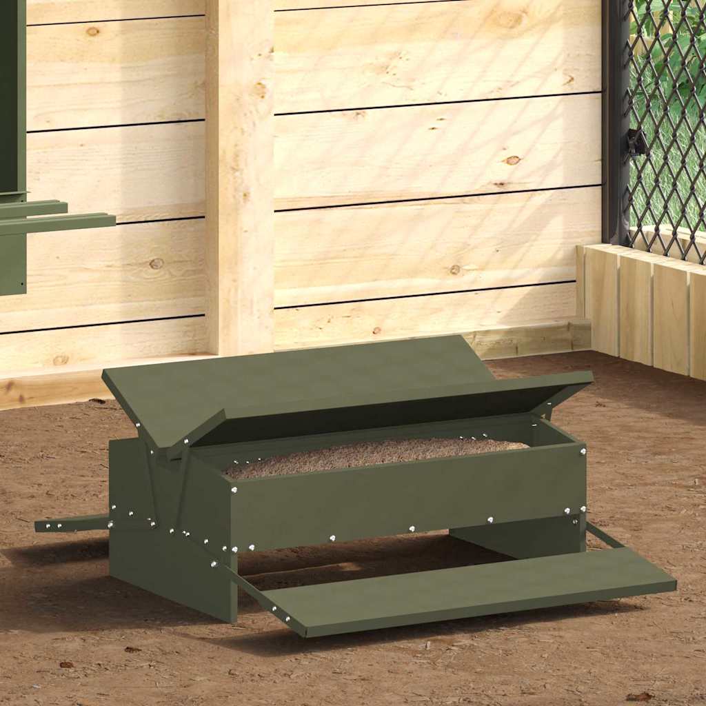 Mangiatore a Pedale per Pollo Verde Oliva 75 x 53 x 20,5 cm