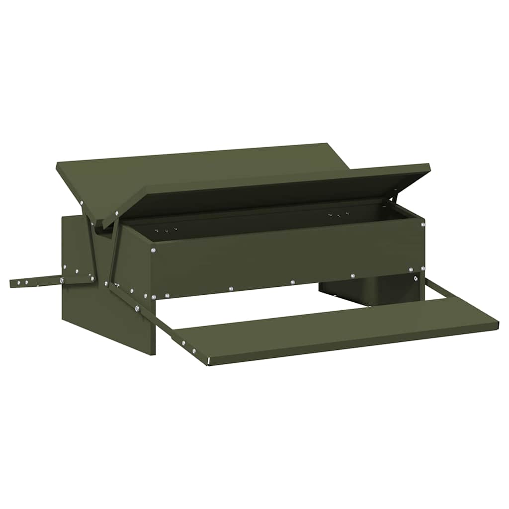 Mangiatore a Pedale per Pollo Verde Oliva 75 x 53 x 20,5 cm