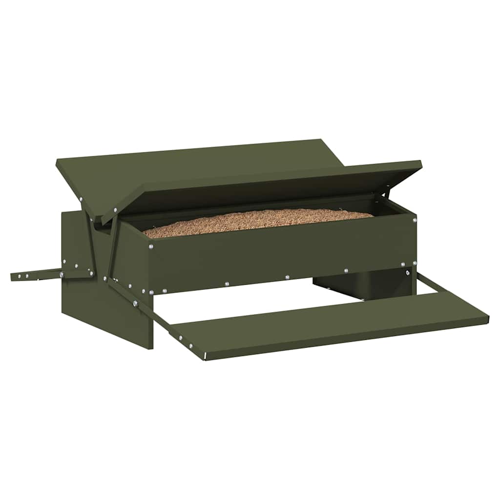Mangiatore a Pedale per Pollo Verde Oliva 75 x 53 x 20,5 cm