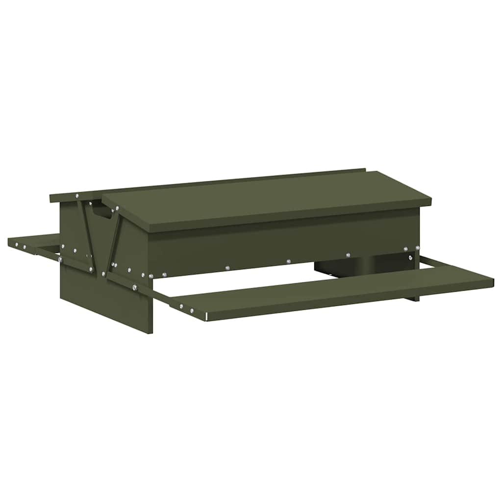 Mangiatore a Pedale per Pollo Verde Oliva 75 x 53 x 20,5 cm