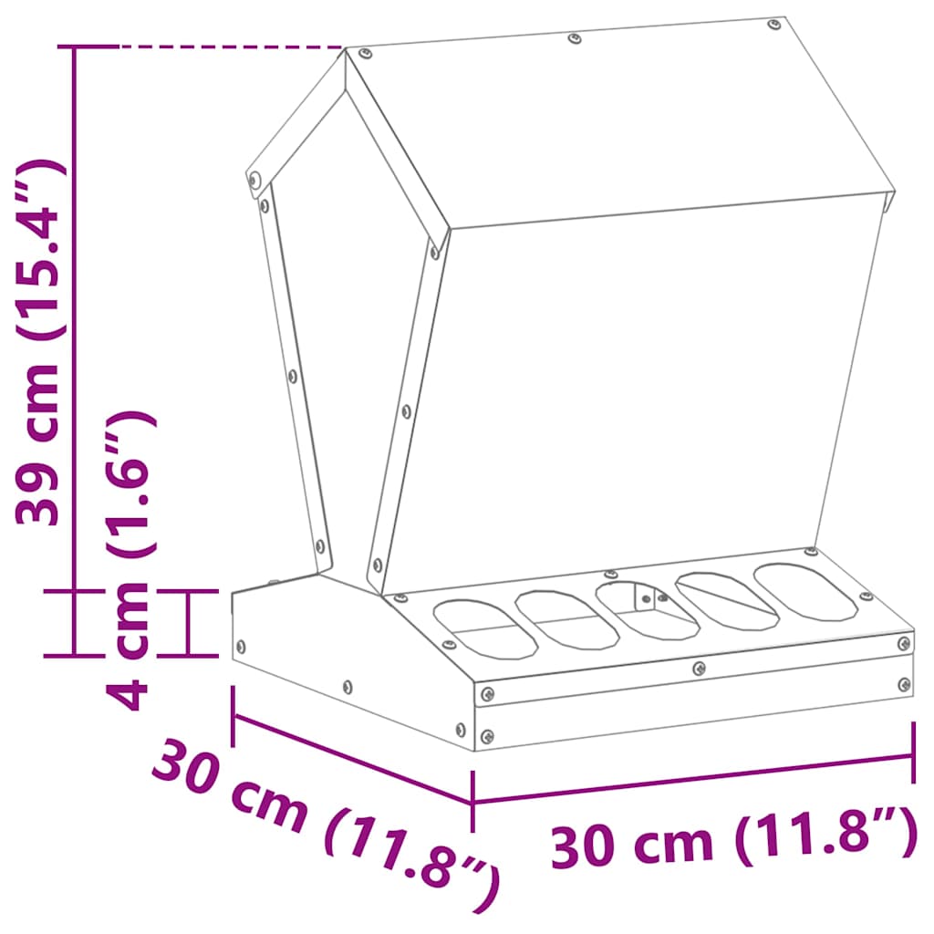 Feeder per pollo Argento 30 x 30 x 39 cm Acciaio zincato