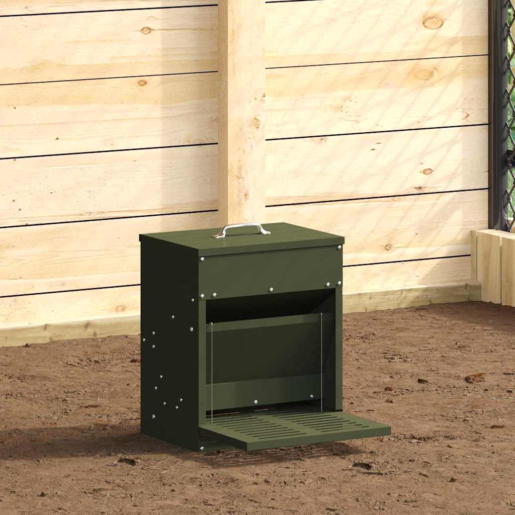 Mangiatore a Pedale per Pollo Verde oliva 33 x 42 x 40 cm 10 kg
