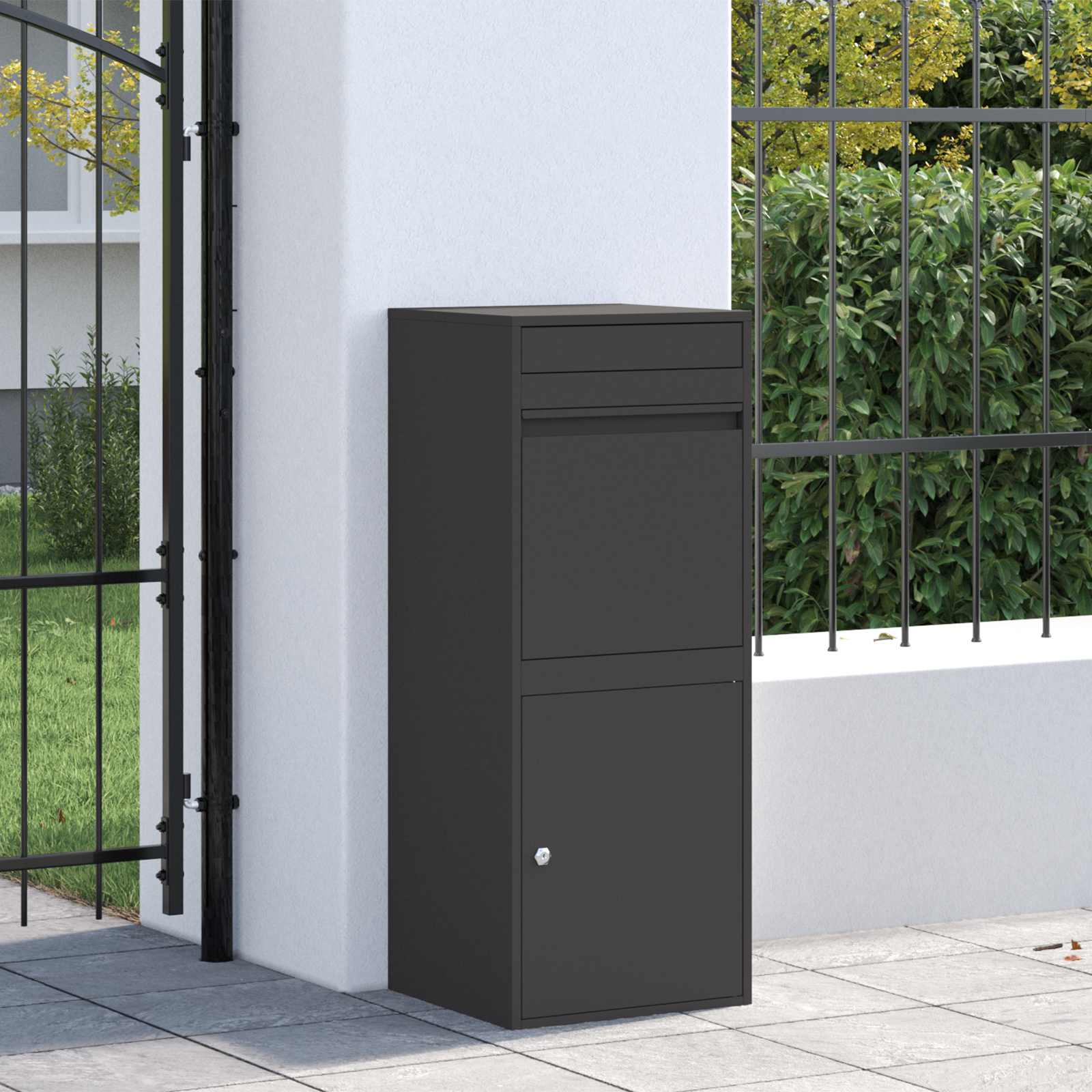 Cassetta per pacchi con porta Nero 41 x 38 x 103 cm Acciaio