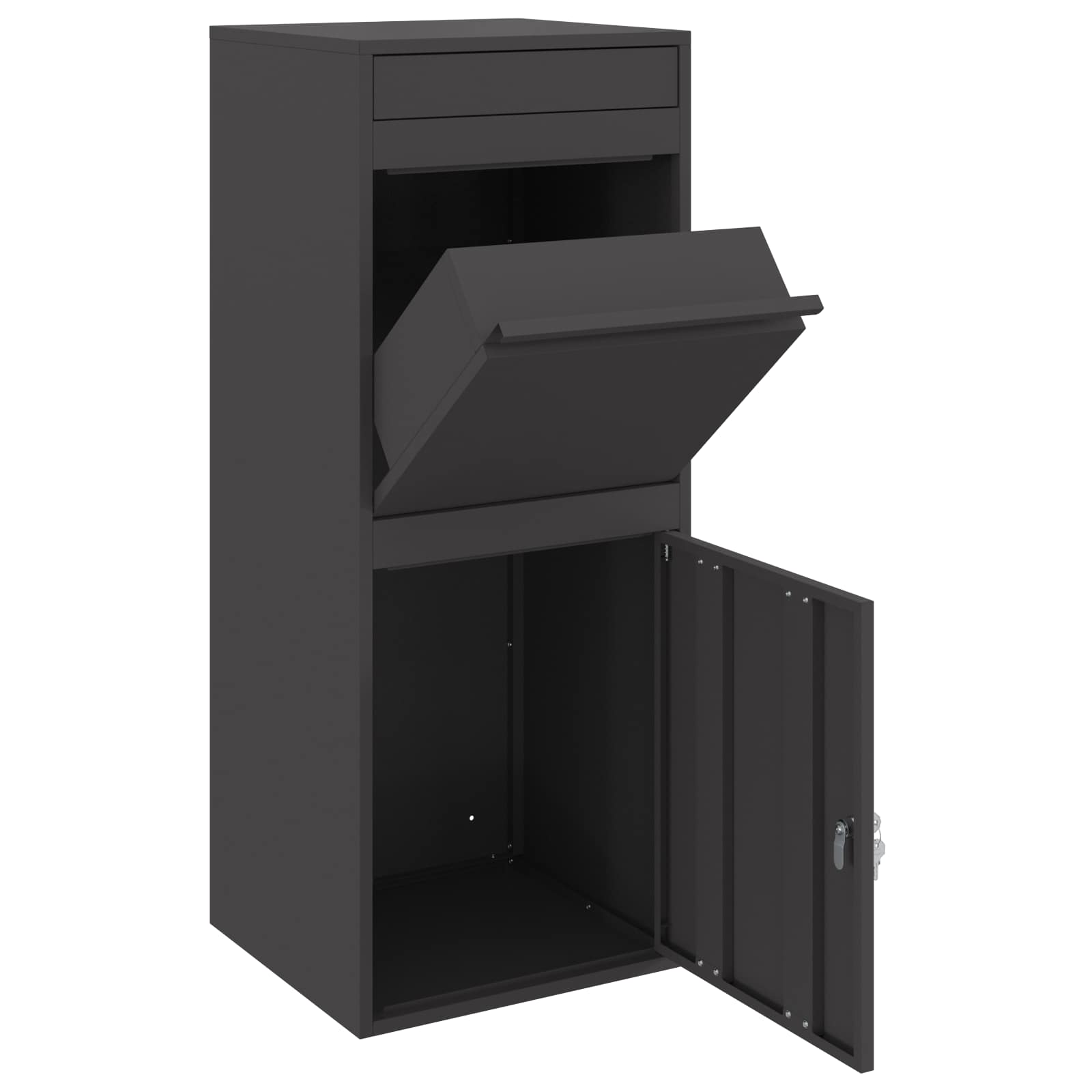 Cassetta per pacchi con porta Nero 41 x 38 x 103 cm Acciaio