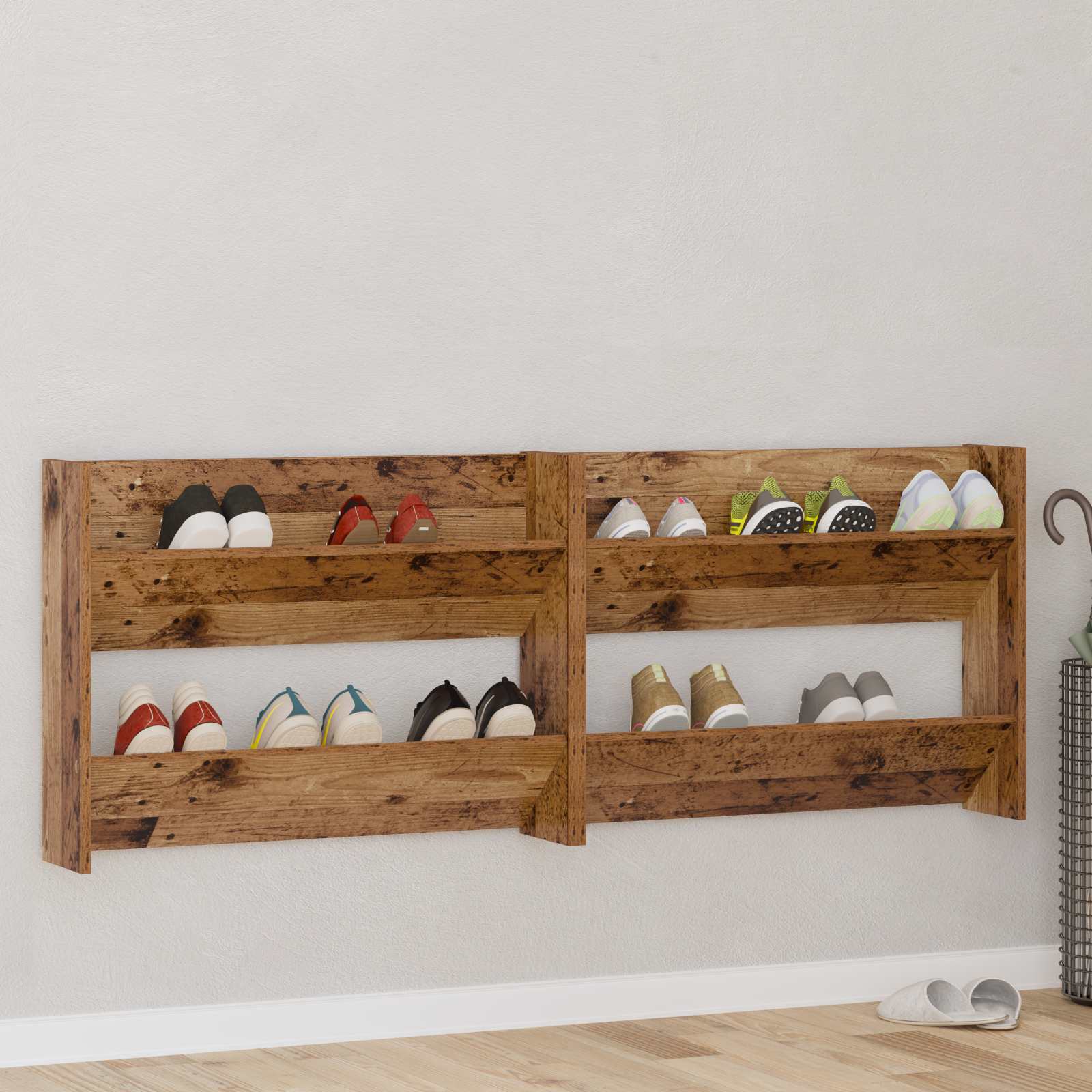 Mobile per scarpe 2 pz 80 x 18 x 60 cm Legno ingegnerizzato