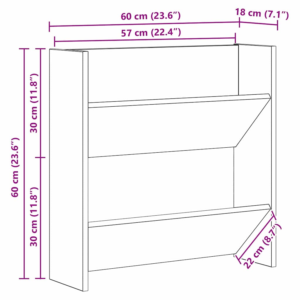 Mobile per scarpe 60 x 18 x 60 cm Legno ingegnerizzato