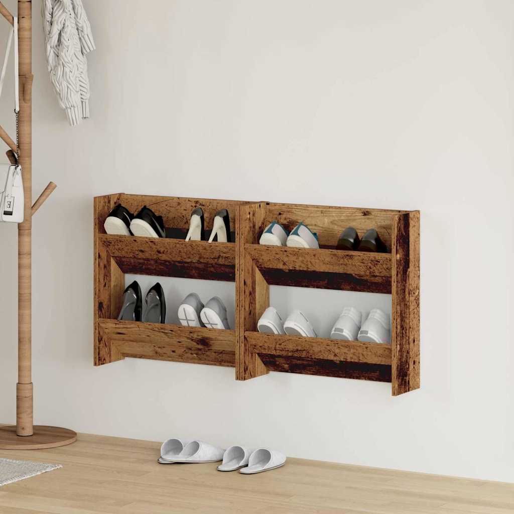 Mobile per scarpe 2 pz 60 x 18 x 60 cm Legno ingegnerizzato