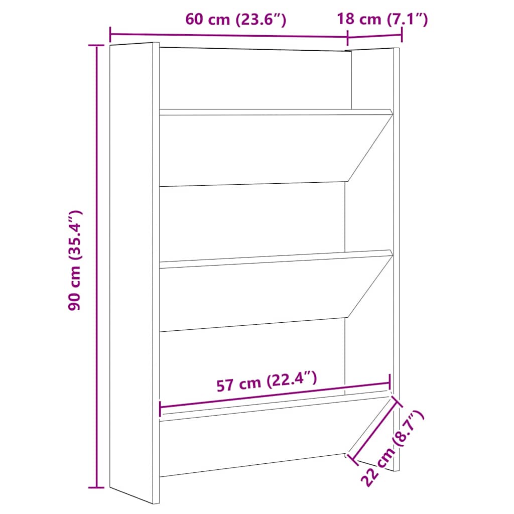 Mobile per scarpe 60 x 18 x 90 cm Legno ingegnerizzato