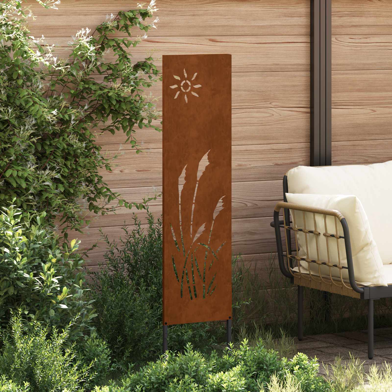Schermo per privacy in giardino Traforo Ruggine 32 x 140 cm