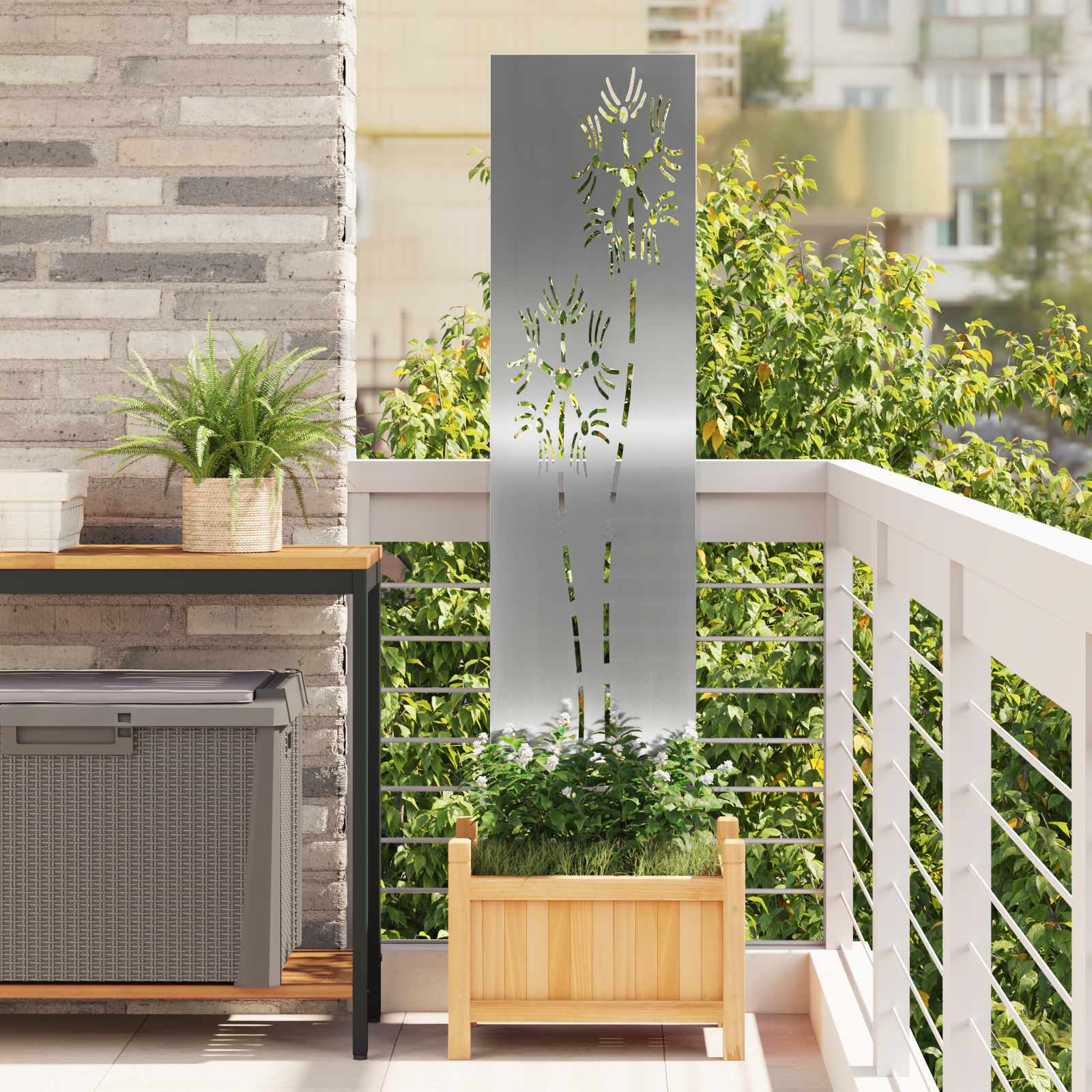 Schermo per privacy in giardino Traforo Argento 32 x 140 cm