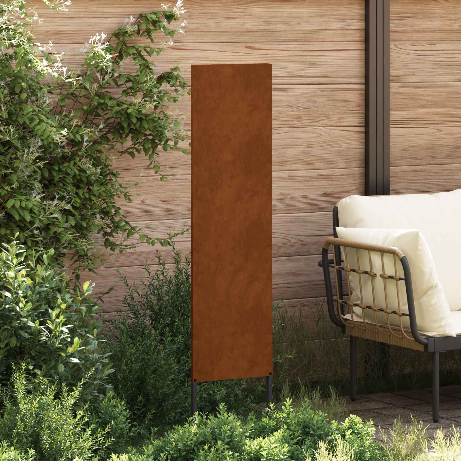Schermo per privacy in giardino Traforo Ruggine 32 x 140 cm