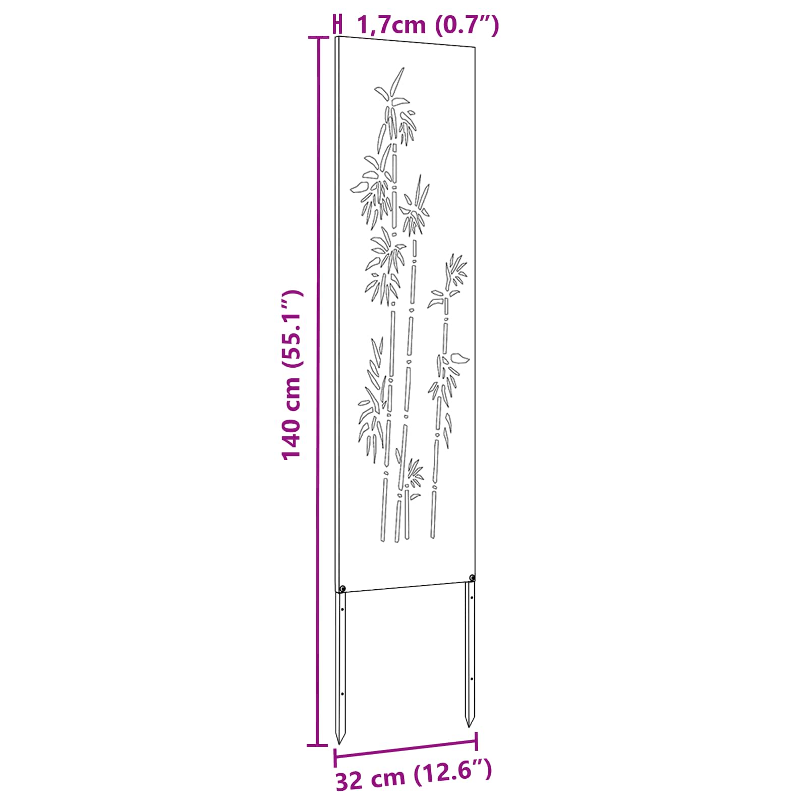 Schermo per privacy in giardino Floreale Ruggine 32 x 140 cm