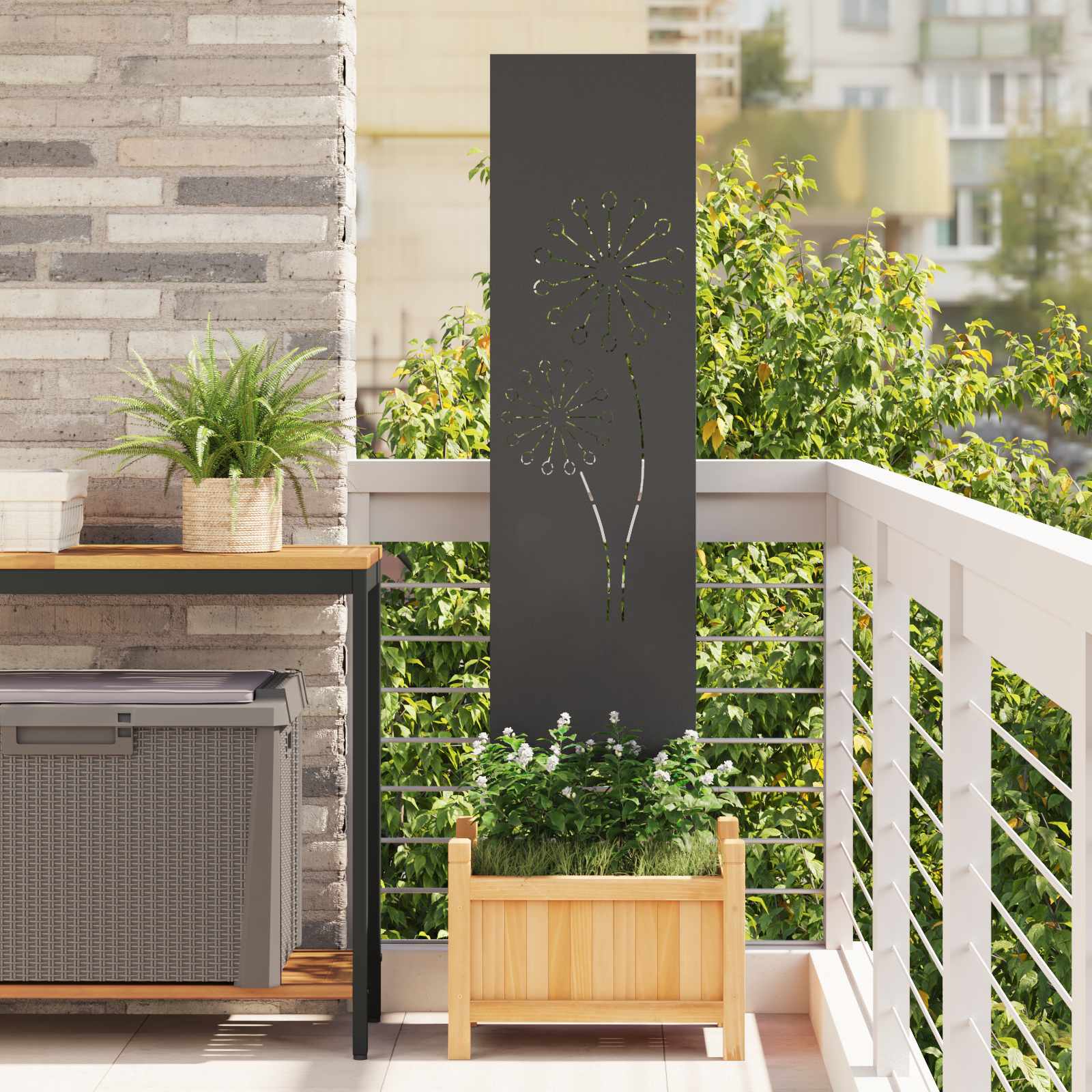 Schermo per privacy in giardino Traforo Nero 32 x 140 cm