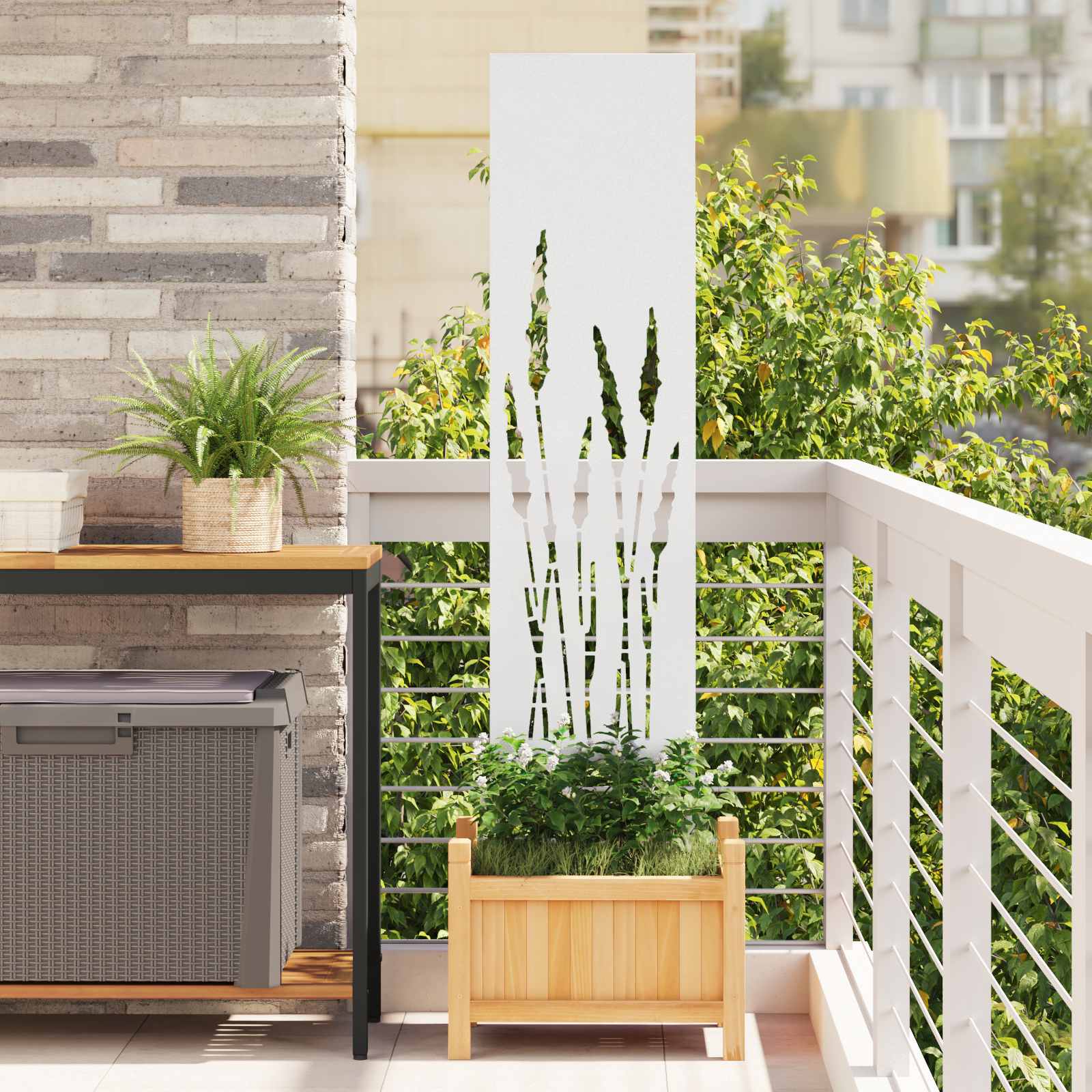 Schermo per privacy in giardino Traforo Bianco 32 x 140 cm