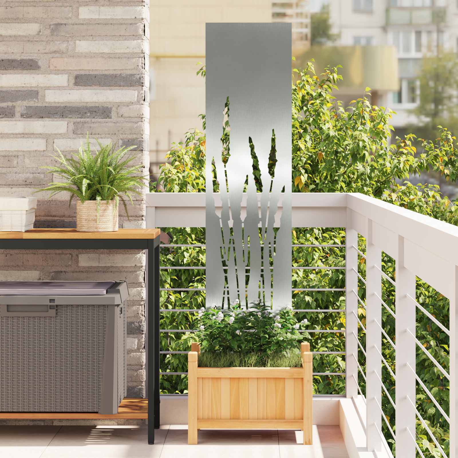 Schermo per privacy in giardino Traforo Argento 32 x 140 cm