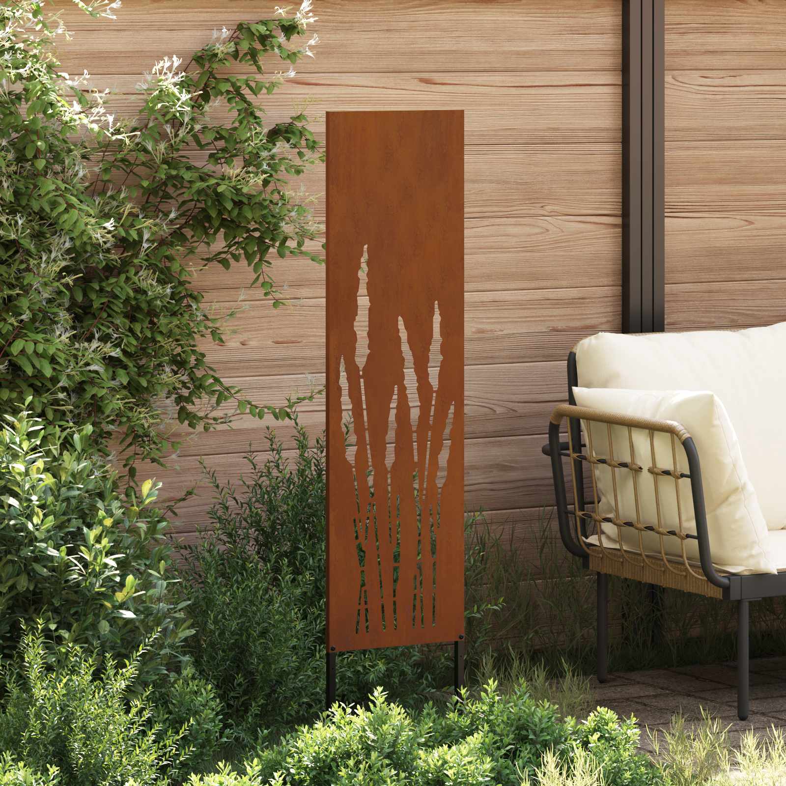 Schermo per privacy in giardino Traforo Ruggine 32 x 140 cm