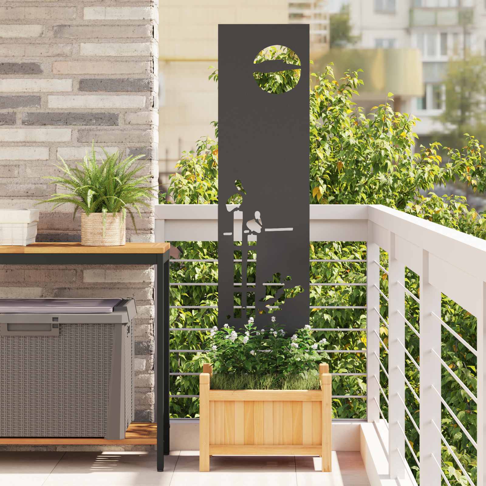 Schermo per privacy in giardino Traforo Nero 32 x 140 cm