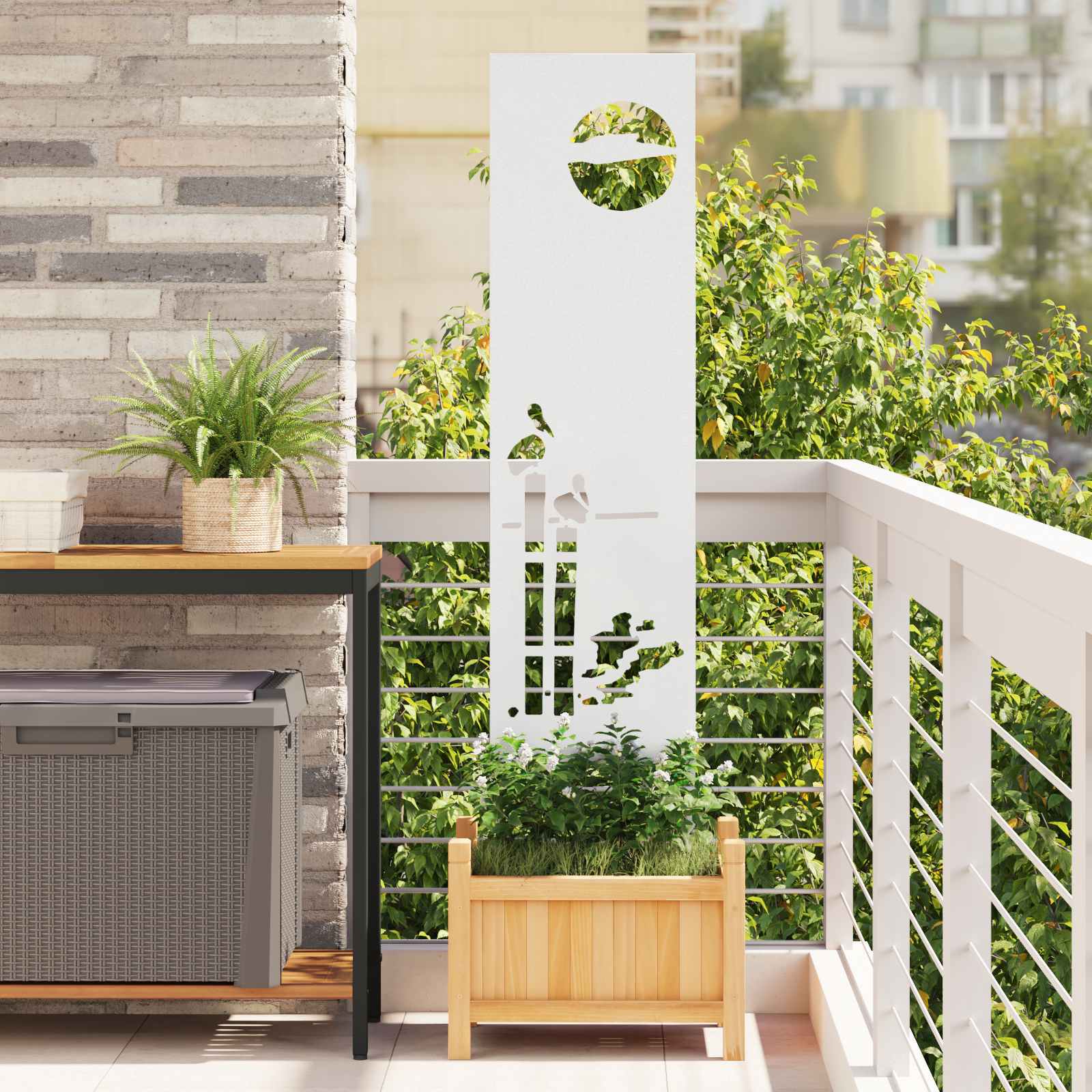Schermo per privacy in giardino Traforo Bianco 32 x 140 cm