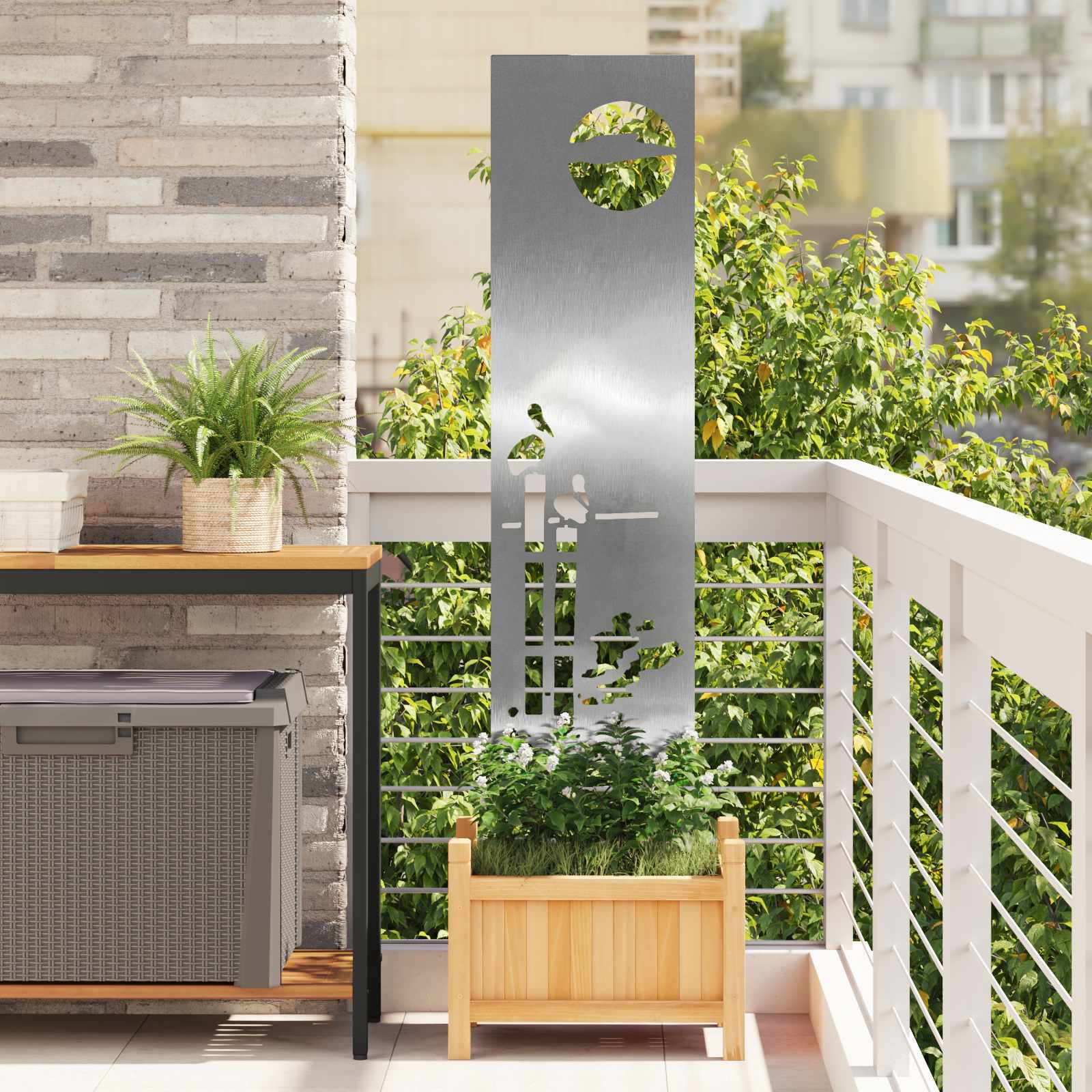 Schermo per privacy in giardino Traforo Argento 32 x 140 cm