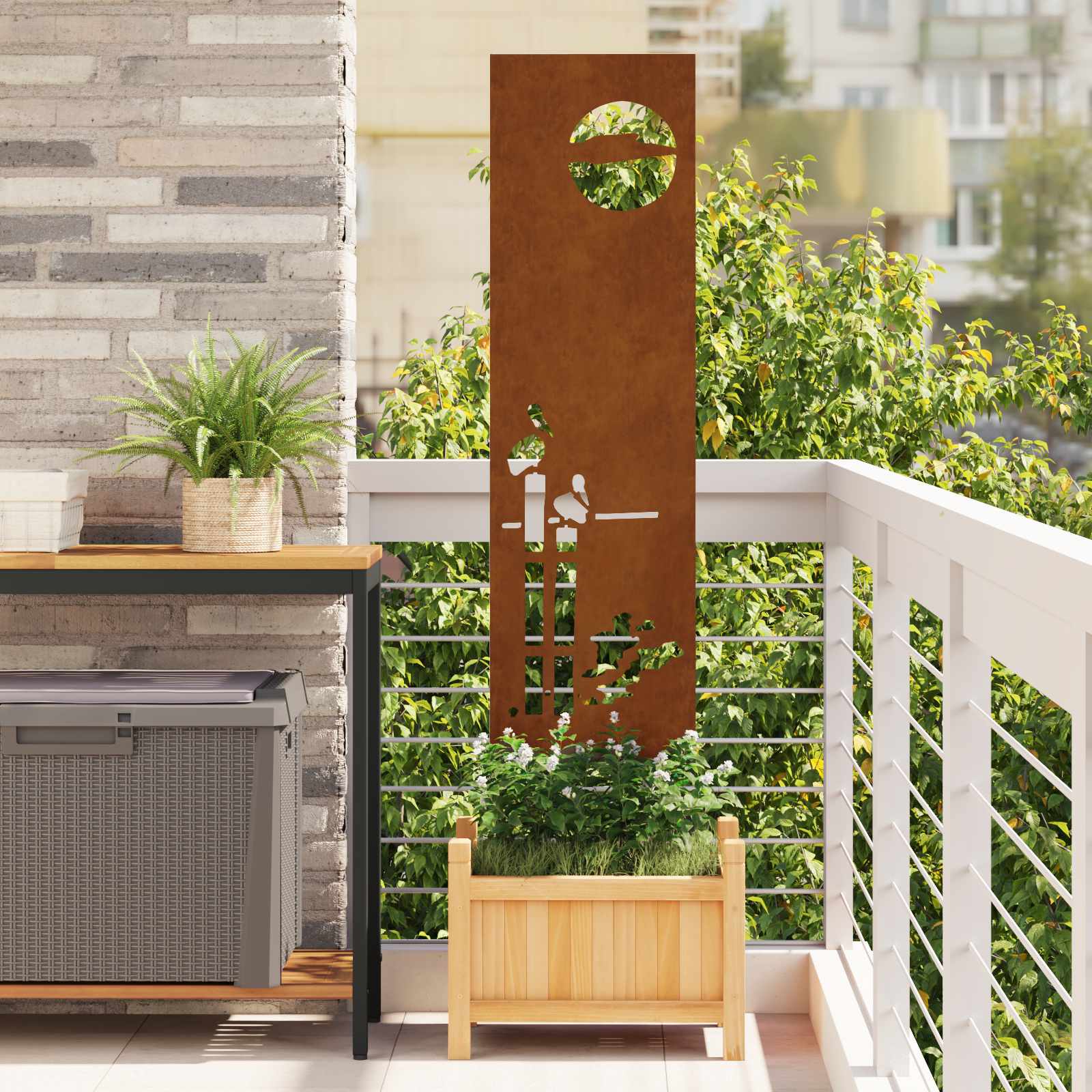 Schermo per privacy in giardino Traforo Ruggine 32 x 140 cm