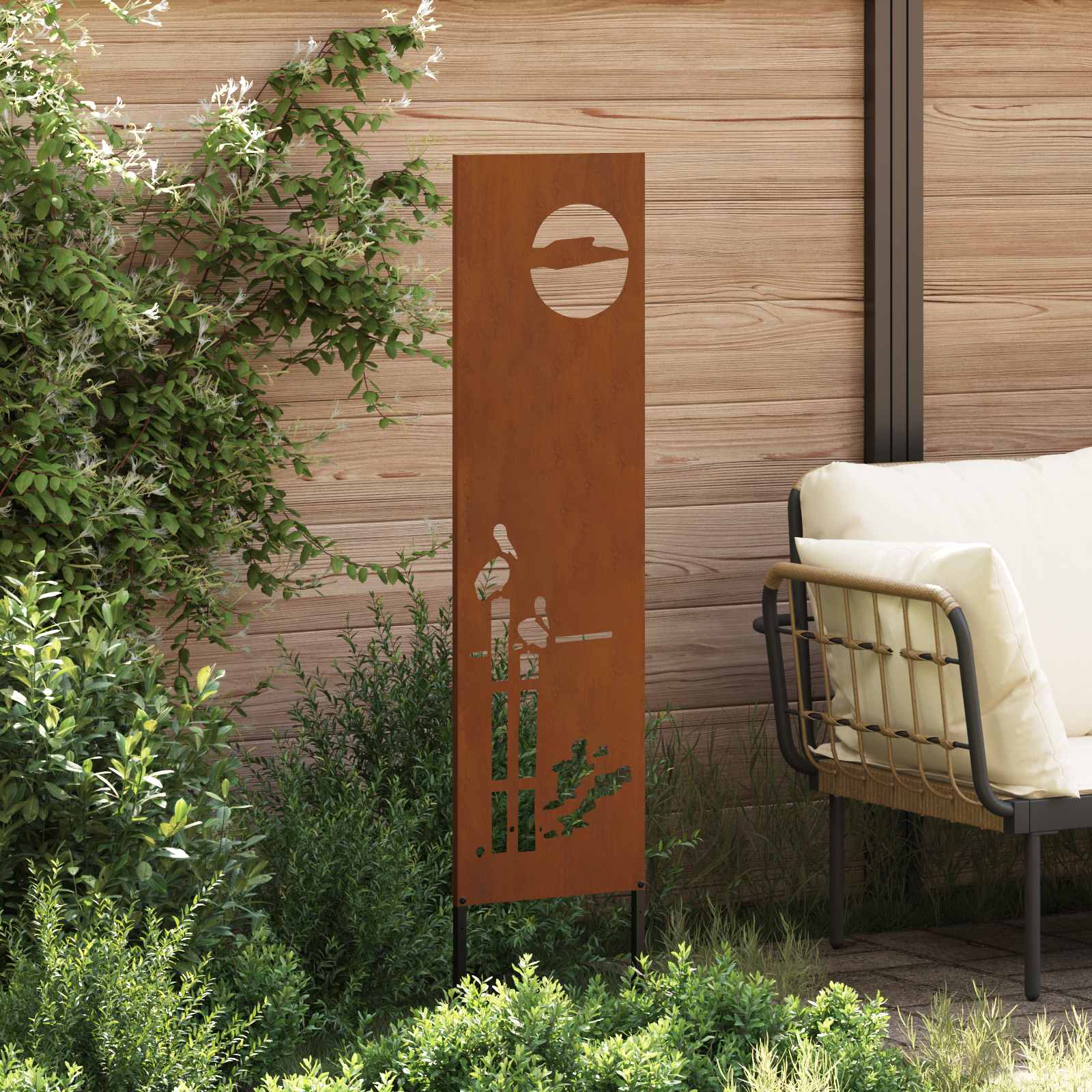Schermo per privacy in giardino Traforo Ruggine 32 x 140 cm