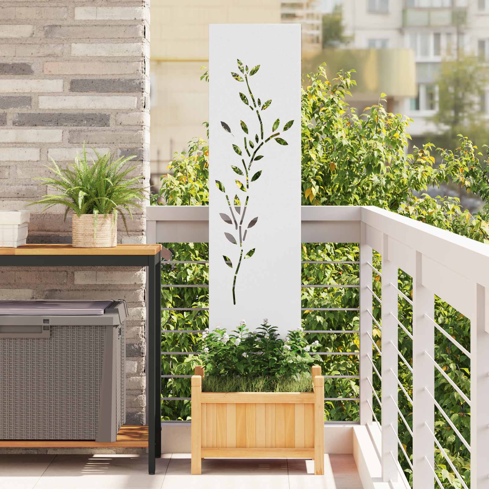 Schermo per privacy in giardino Floreale Bianco 32 x 140 cm