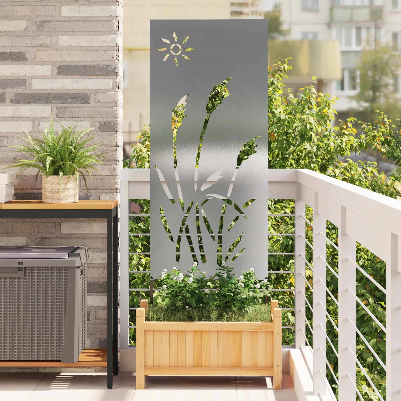 Schermo per privacy in giardino Traforo Argento 50 x 140 cm