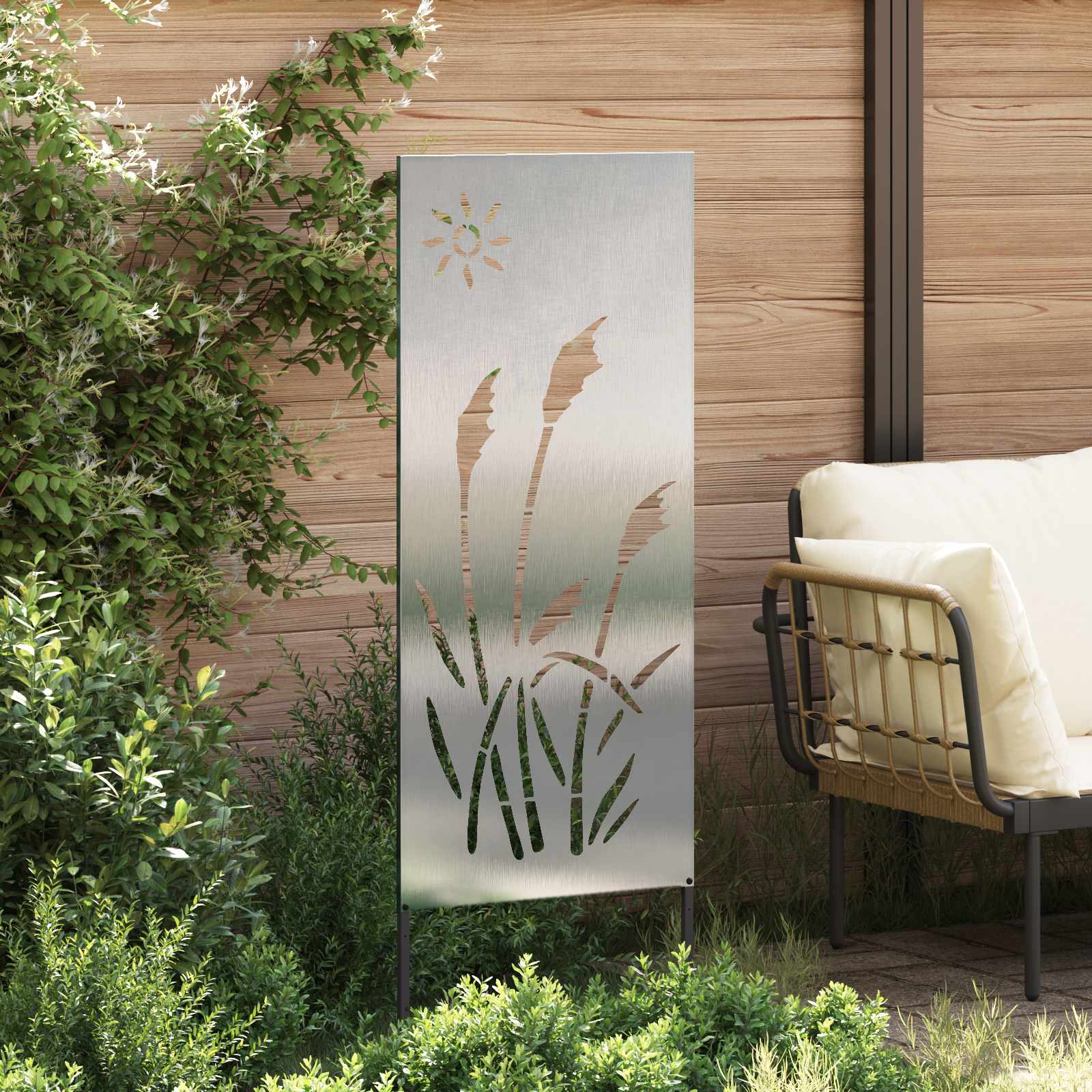 Schermo per privacy in giardino Traforo Argento 50 x 140 cm