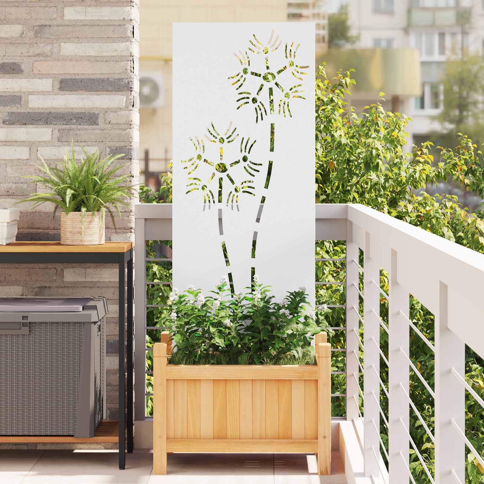 Schermo per privacy in giardino Traforo Bianco 50 x 140 cm