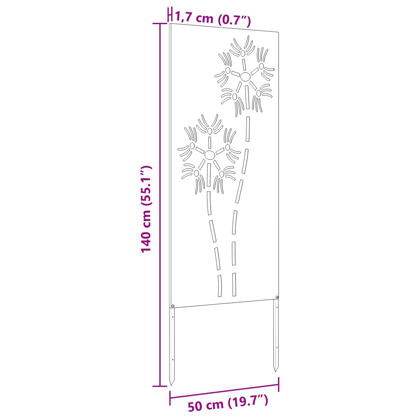 Schermo per privacy in giardino Traforo Antracite 50 x 140 cm