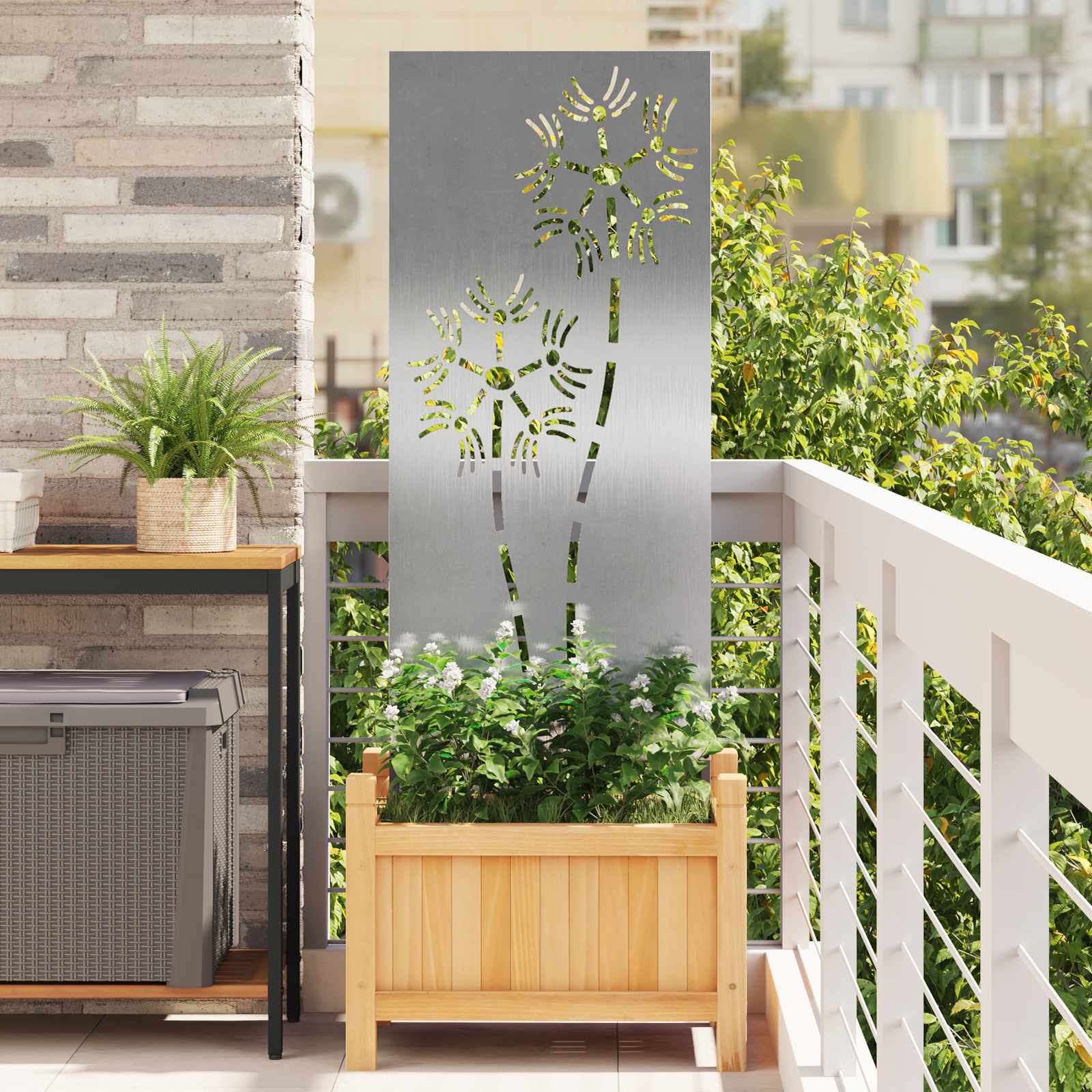 Schermo per privacy in giardino Traforo Argento 50 x 140 cm