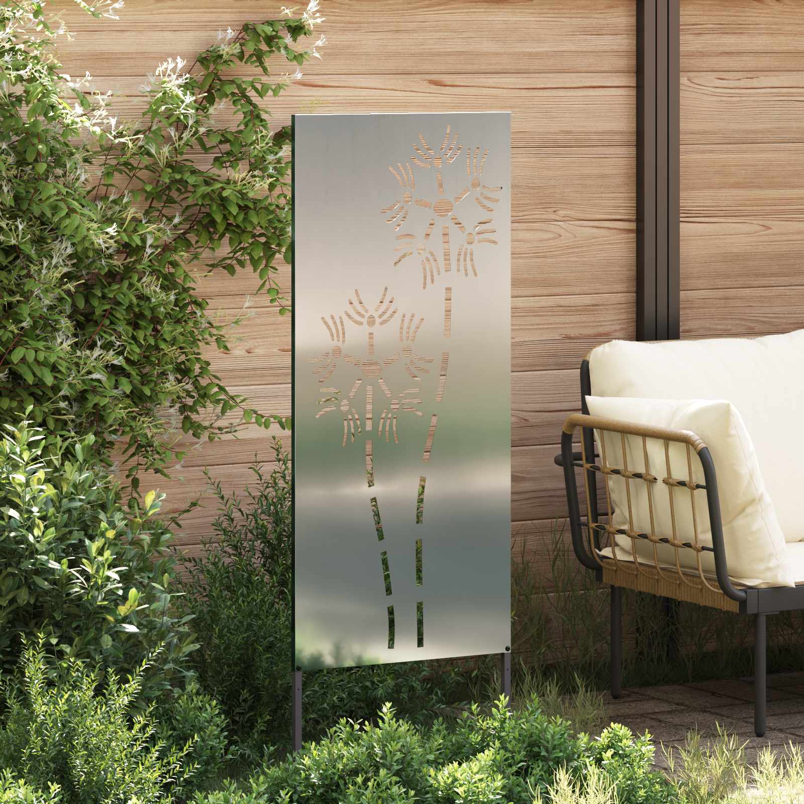 Schermo per privacy in giardino Traforo Argento 50 x 140 cm