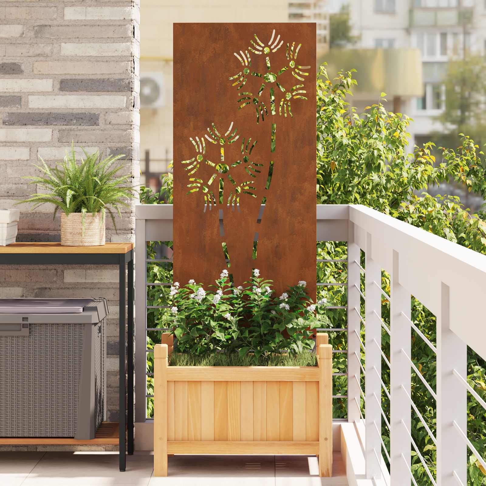 Schermo per privacy in giardino Traforo Ruggine 50 x 140 cm