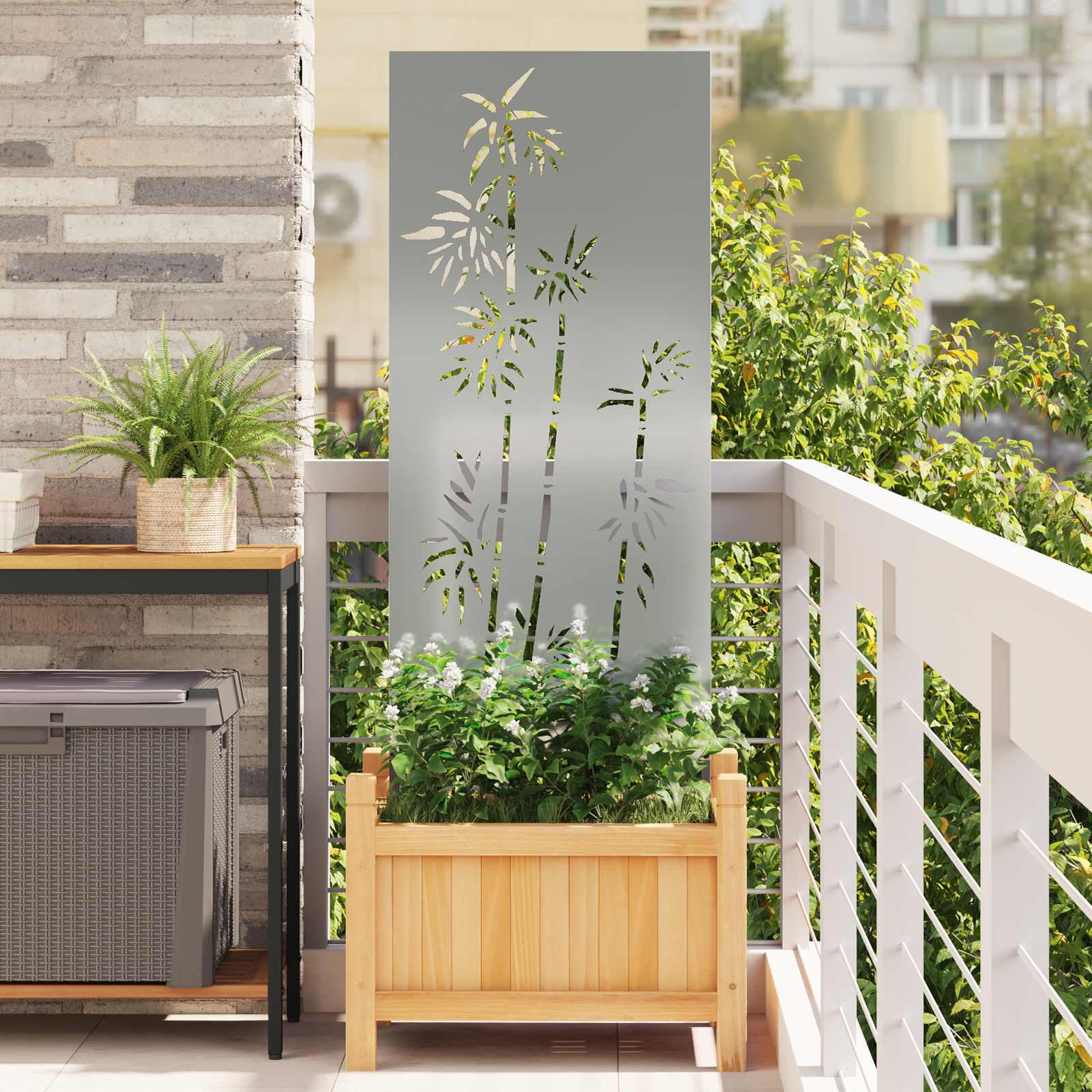Schermo per privacy in giardino Floreale Argento 50 x 140 cm