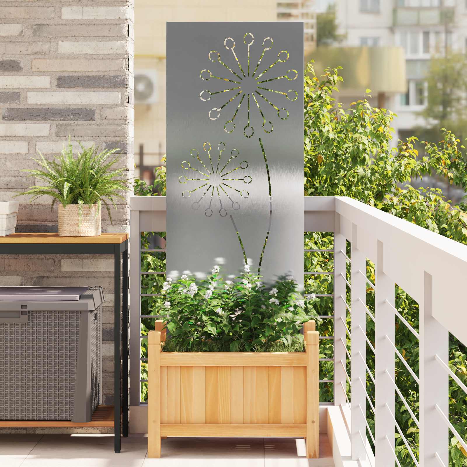 Schermo per privacy in giardino Traforo Argento 50 x 140 cm