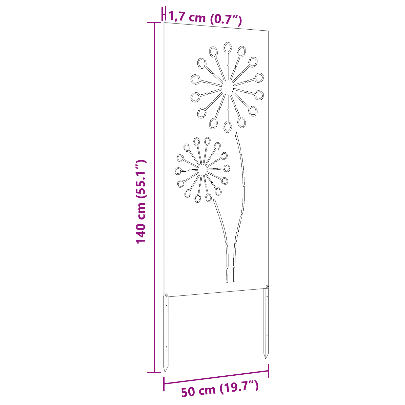 Schermo per privacy in giardino Traforo Argento 50 x 140 cm
