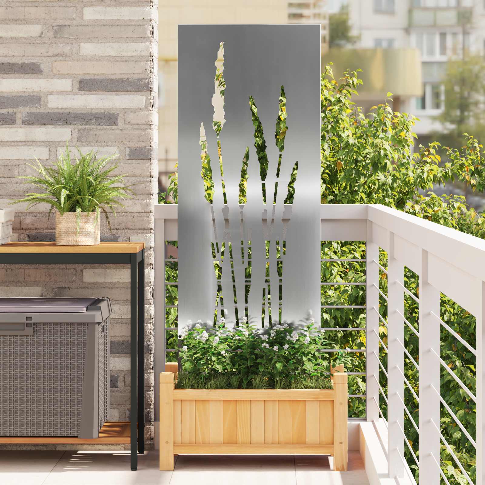 Schermo per privacy in giardino Floreale Argento 50 x 140 cm