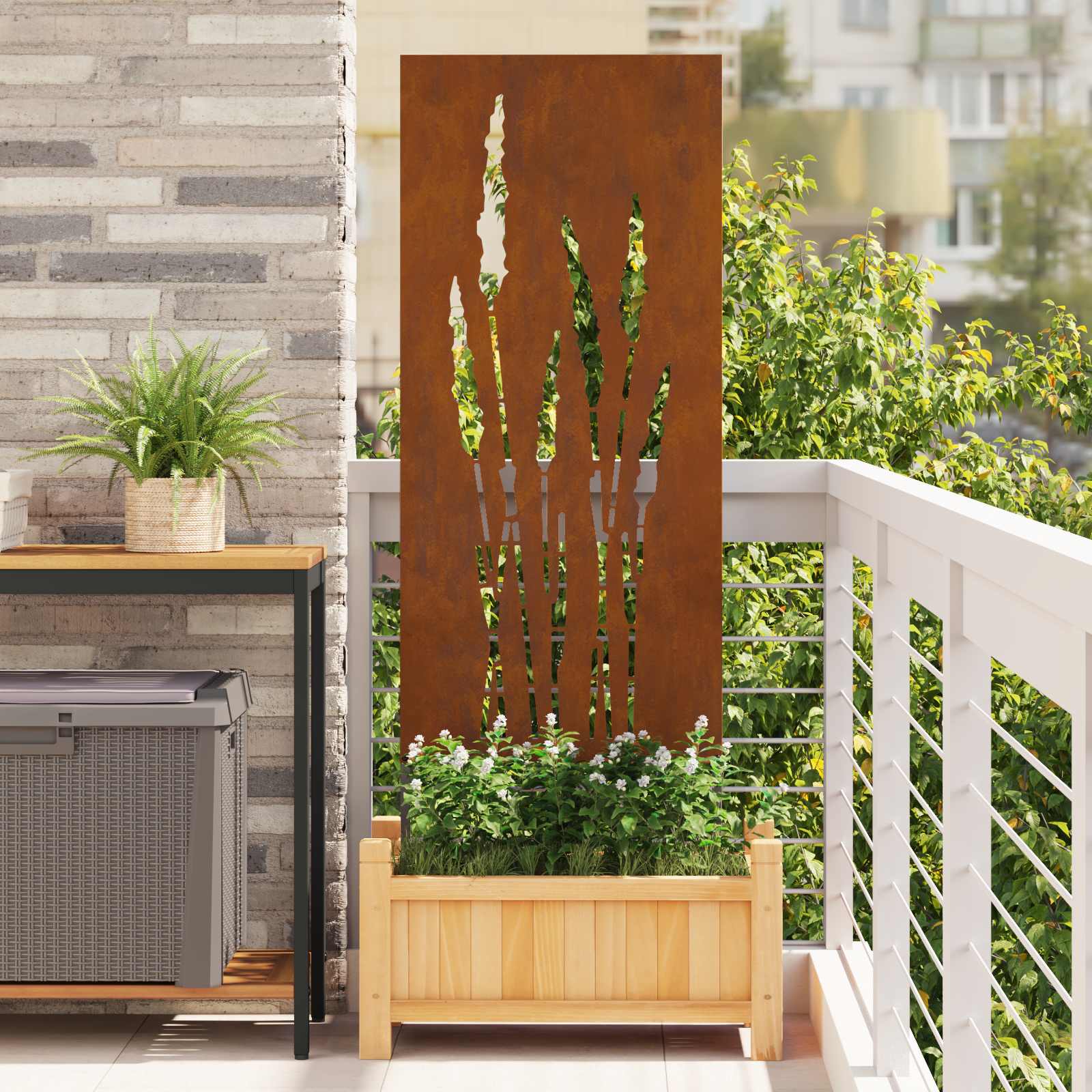Schermo per privacy in giardino Floreale Ruggine 50 x 140 cm