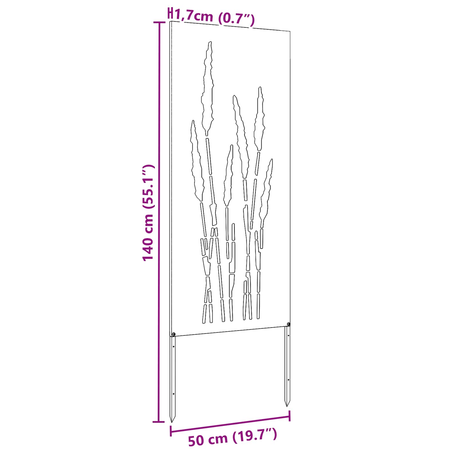 Schermo per privacy in giardino Floreale Ruggine 50 x 140 cm