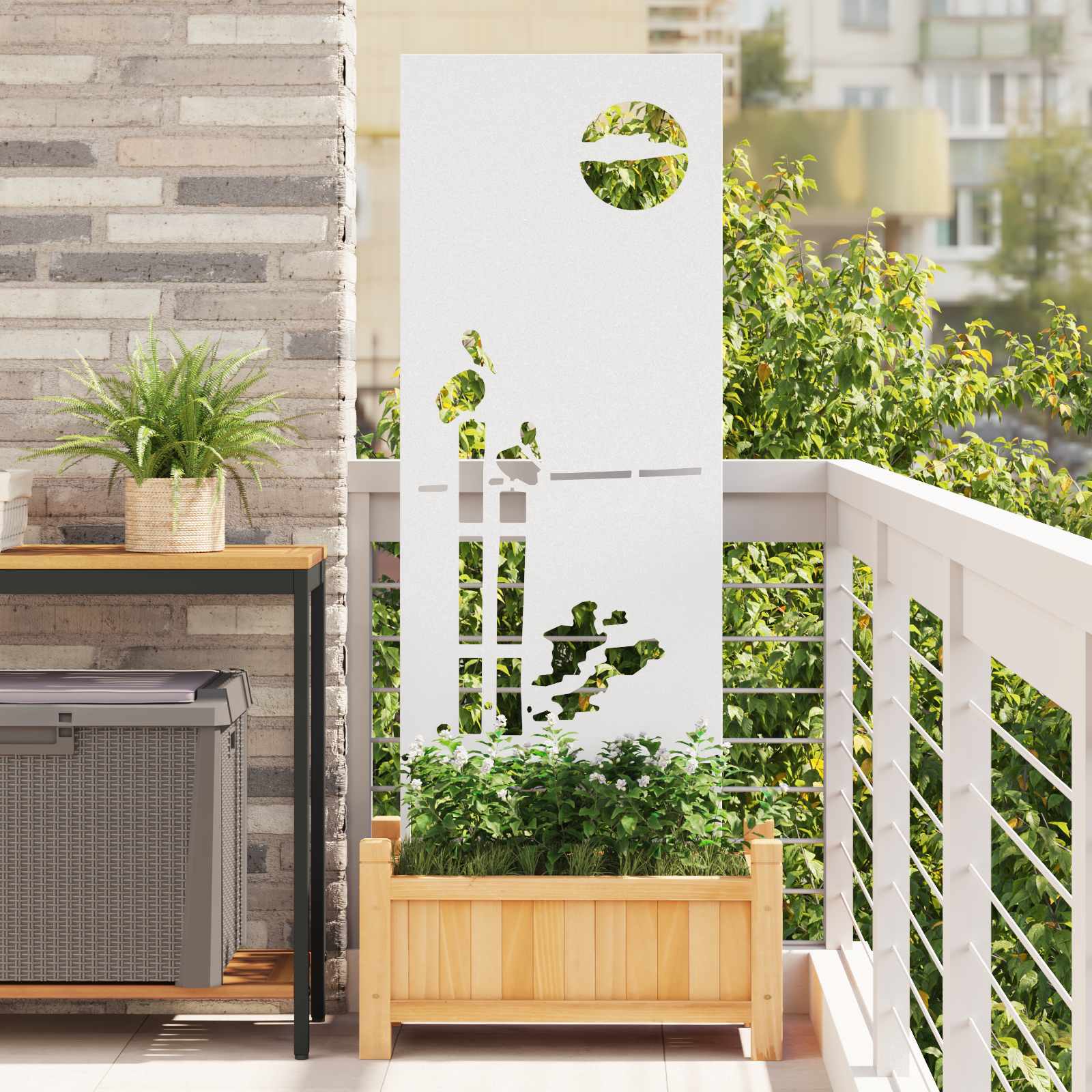 Schermo per privacy in giardino Traforo Bianco 50 x 140 cm