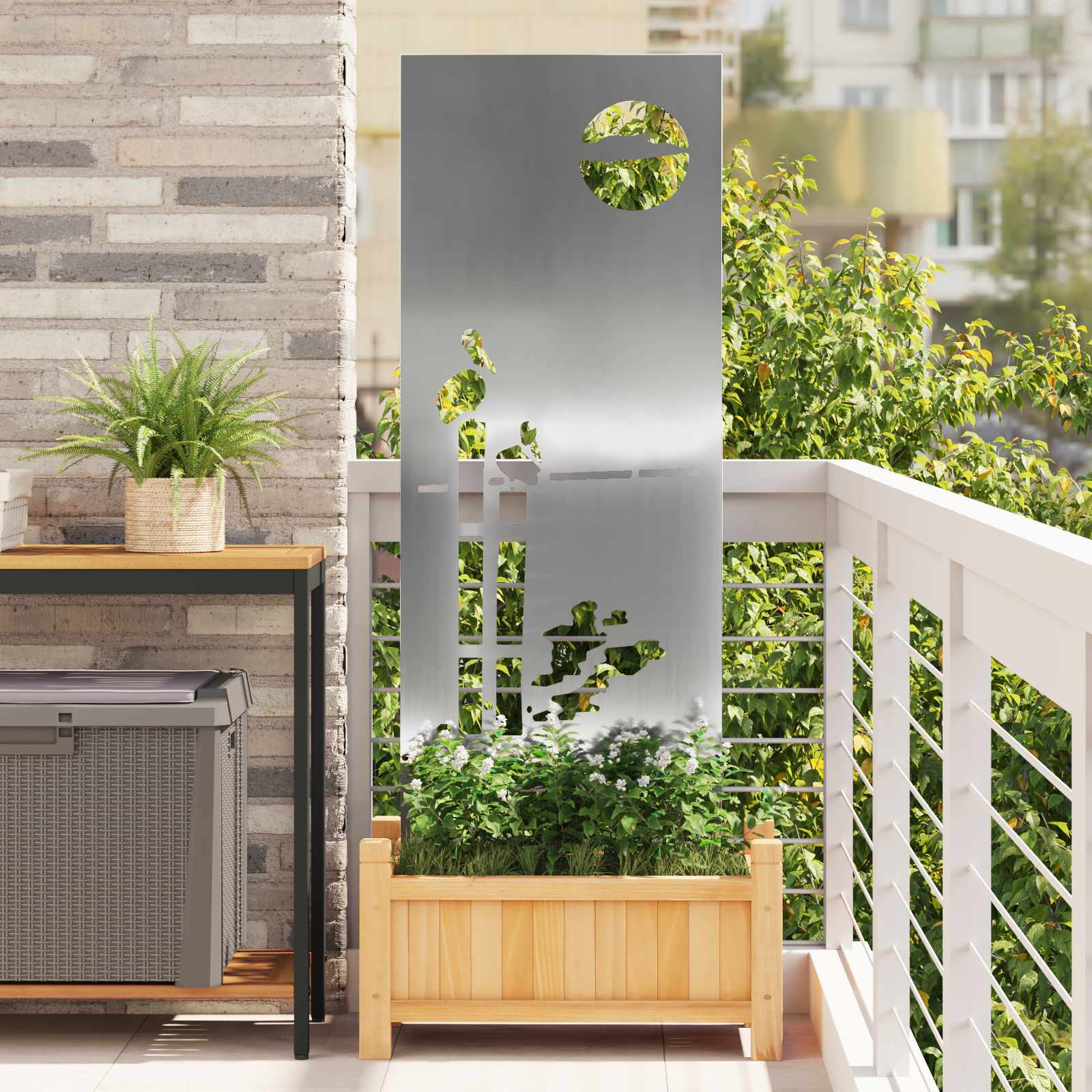 Schermo per privacy in giardino Traforo Argento 50 x 140 cm