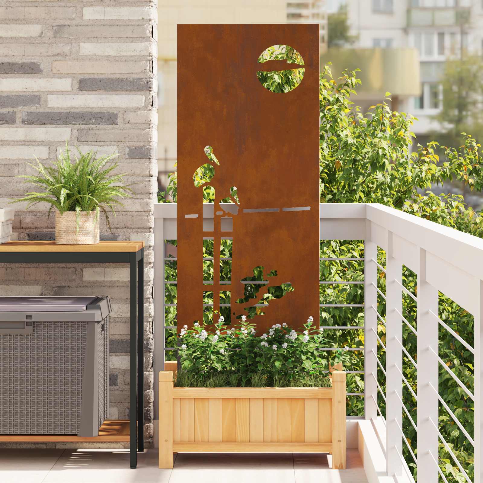 Schermo per privacy in giardino Traforo Ruggine 50 x 140 cm