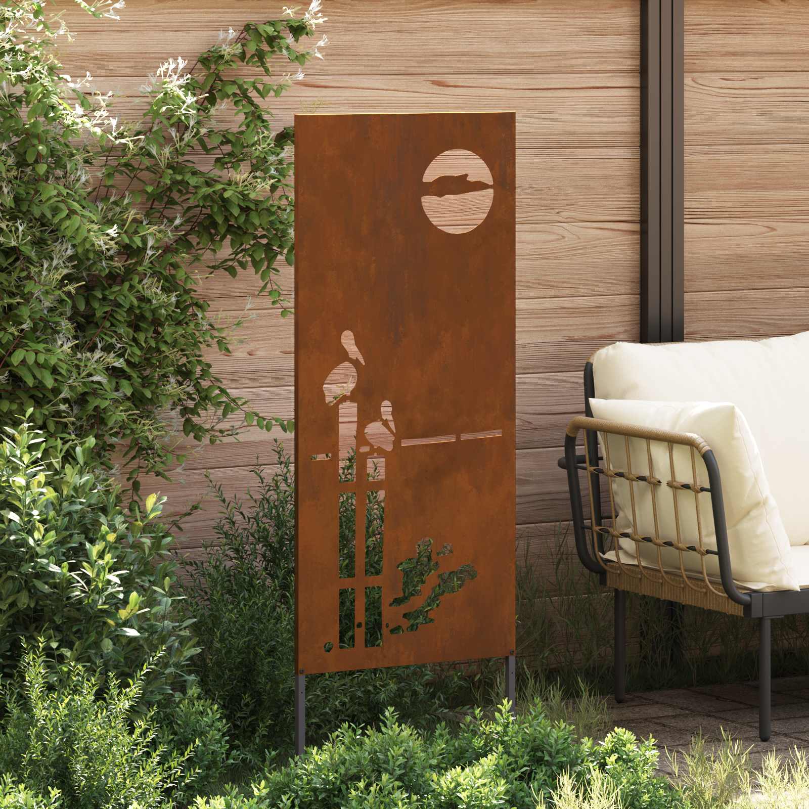 Schermo per privacy in giardino Traforo Ruggine 50 x 140 cm