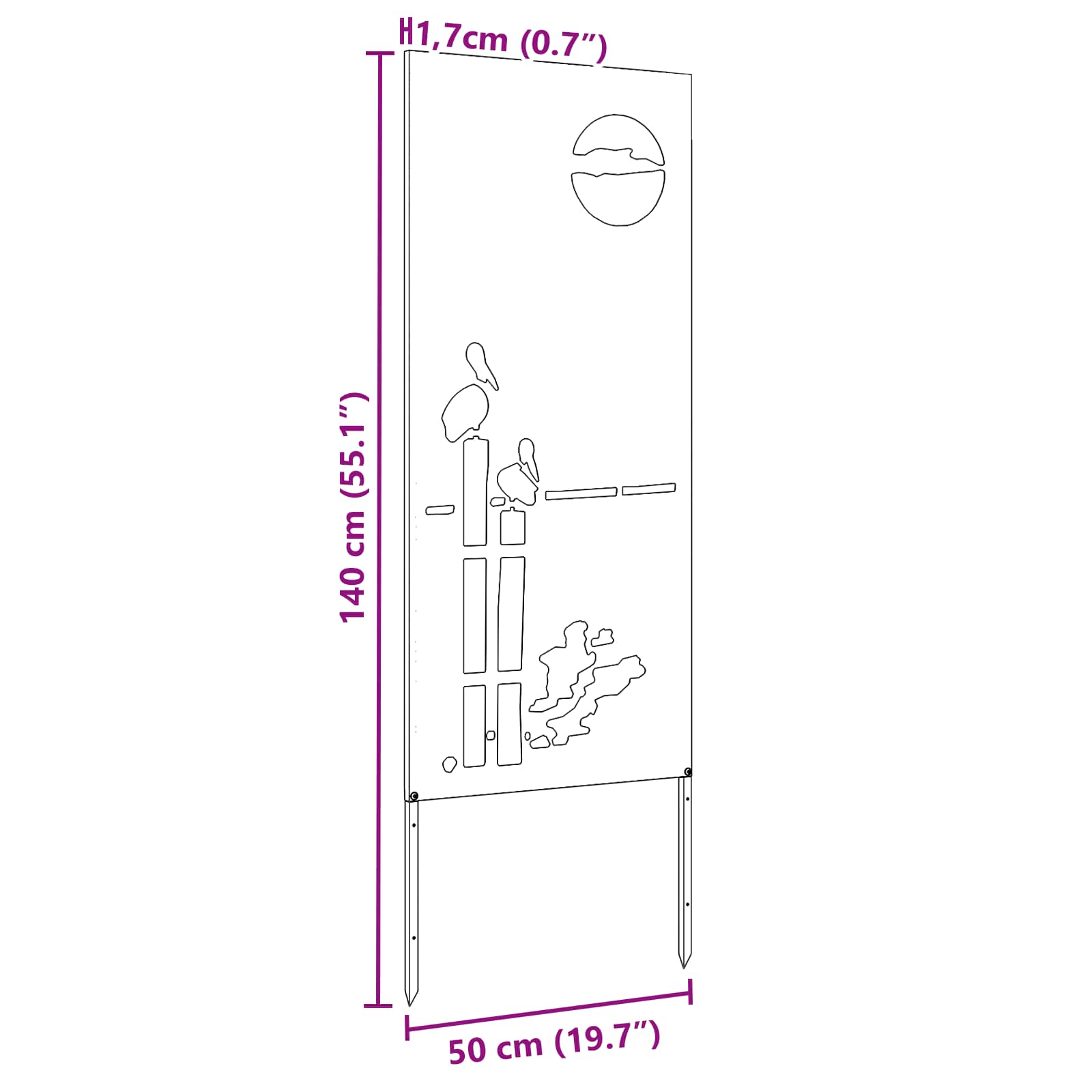 Schermo per privacy in giardino Traforo Ruggine 50 x 140 cm