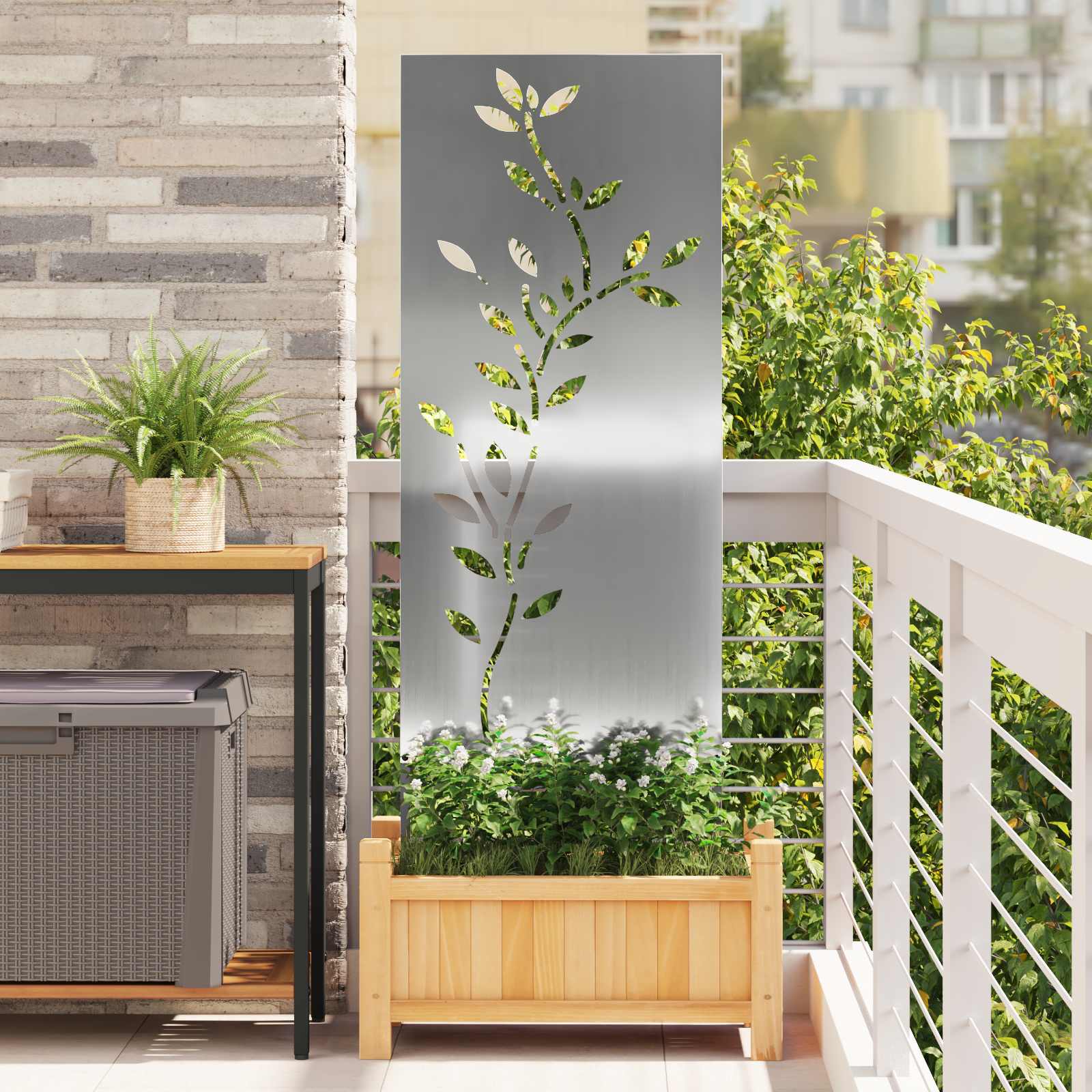 Schermo per privacy in giardino Floreale Argento 50 x 140 cm