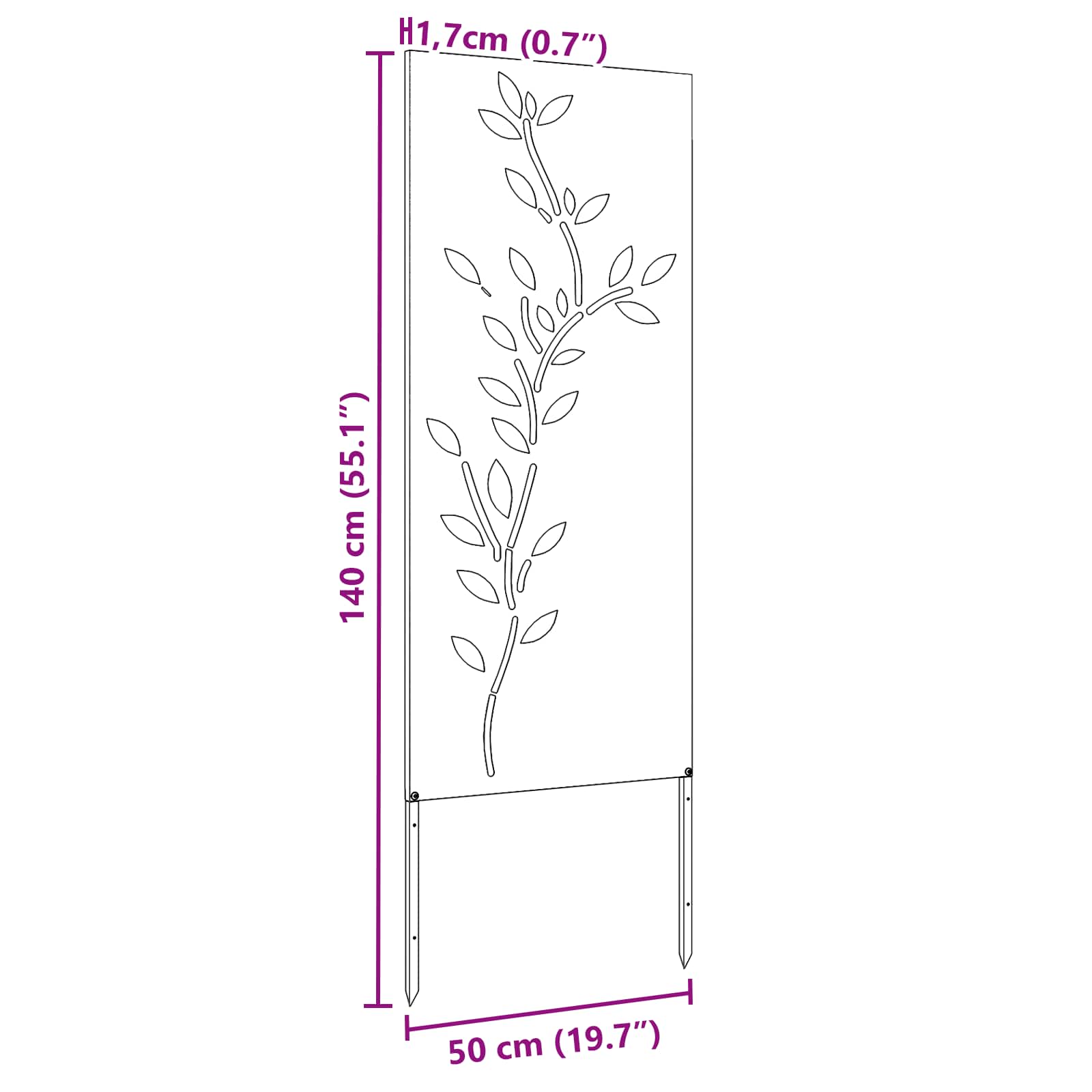 Schermo per privacy in giardino Floreale Argento 50 x 140 cm