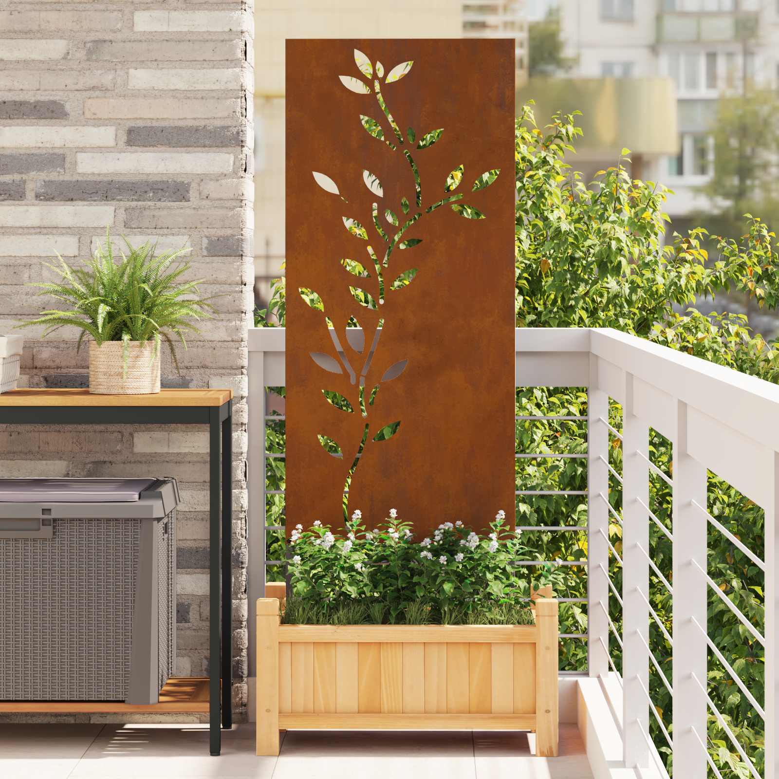 Schermo per privacy in giardino Floreale Ruggine 50 x 140 cm