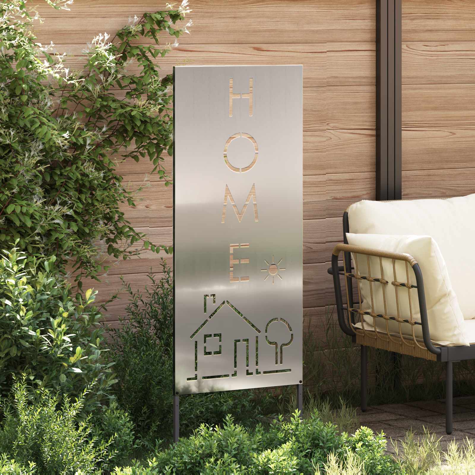 Schermo per privacy in giardino Traforo Argento 50 x 140 cm